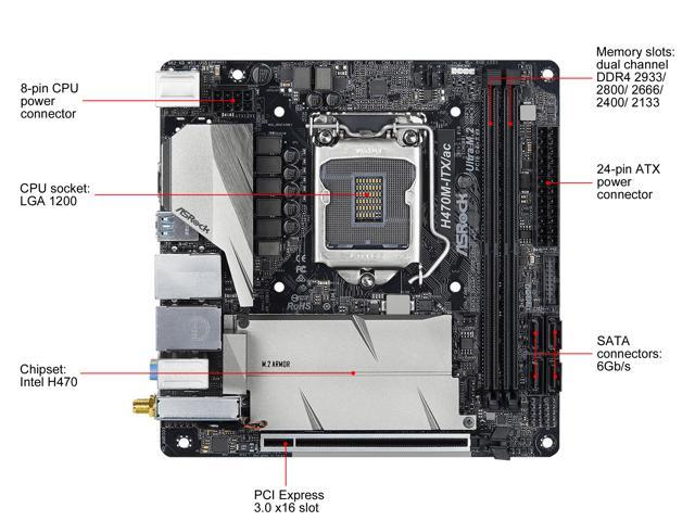 NeweggBusiness - ASRock H470M-ITX/AC LGA 1200 Intel H470 SATA 6Gb/s Mini ITX  Intel Motherboard