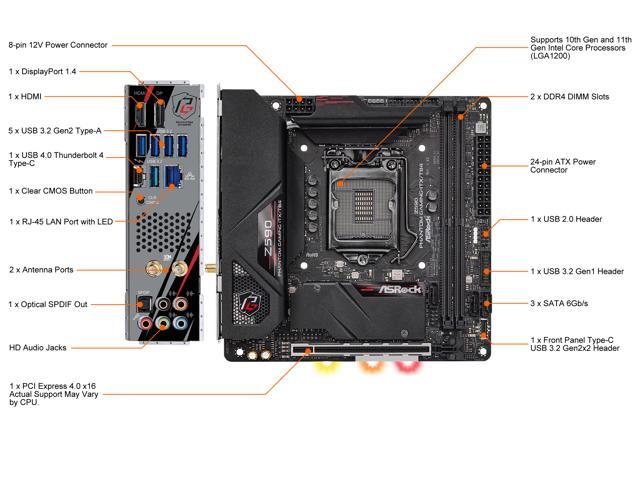 NeweggBusiness - ASRock Z590 PHANTOM GAMING-ITX/TB4 LGA 1200 Intel Z590  SATA 6Gb/s Mini ITX Intel Motherboard