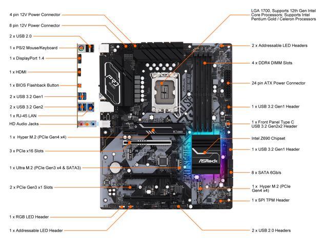 NeweggBusiness - ASRock Z690 Pro RS LGA 1700 Intel Z690 SATA 6Gb/s