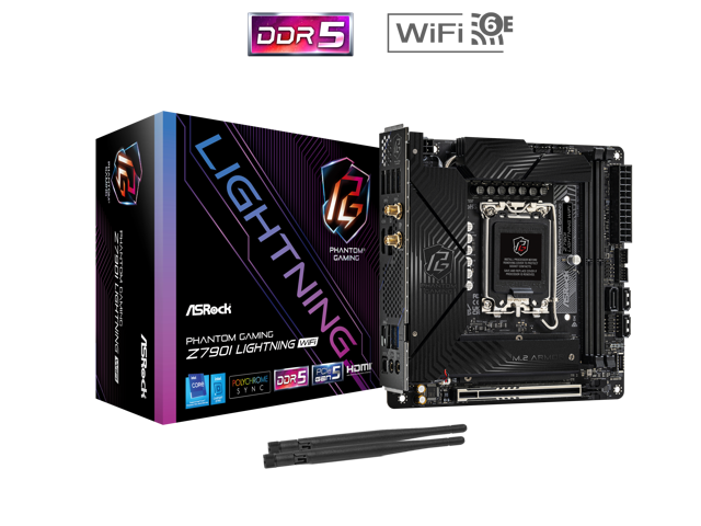 NeweggBusiness - Asrock Z790I Lightning Wifi LGA 1700 DDR5 Mini ITX  Motherboard PCIe 5.0 x16, 2.5G LAN , Wi-Fi 6E + Bluetooth, 3 x SATA3 6.0  Gb/s