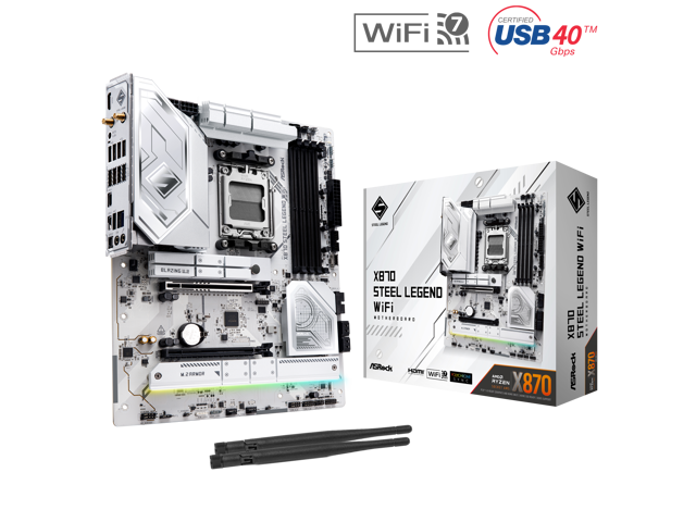 NeweggBusiness - ASRock X870 STEEL LEGEND WIFI AM5 AMD X870 SATA 6Gb/s ATX  Motherboard