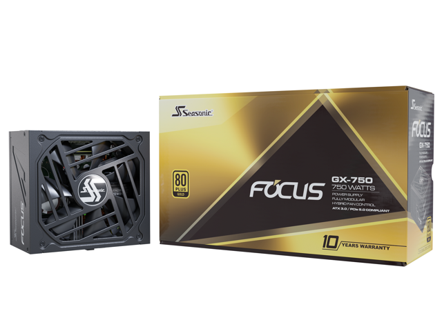Seasonic FOCUS GX-750, 750W 80+ Gold, Full-Modular, Fan Control in Fanless,  Silent, and Cooling Mode, Perfect Power Supply for Gaming and Various