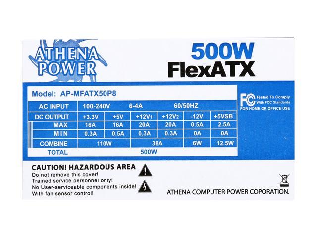 NeweggBusiness - Athena Power AP-MFATX50P8 500W FlexATX Single