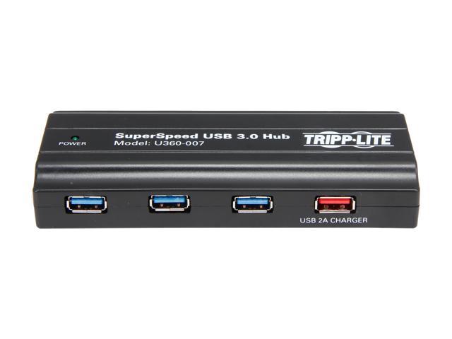 Tripp Lite 4-Port Portable Slim USB 3.0 Superspeed Hub w/ Built In Cable -  hub - 4 ports - U360-004-SLIM - USB Hubs 