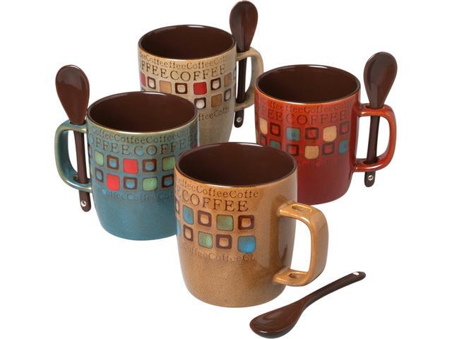 Mr Coffee 8-Piece Cafe Americano Mug Set with Spoons
