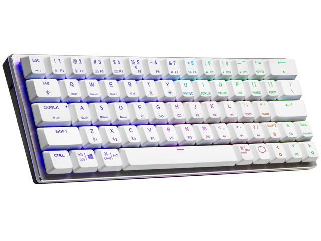 Cooler Master SK622 Silver White Wireless 60% Mechanical Keyboard with Low Profile Red Switches New and Improved Keycaps and Brushed Aluminum Design