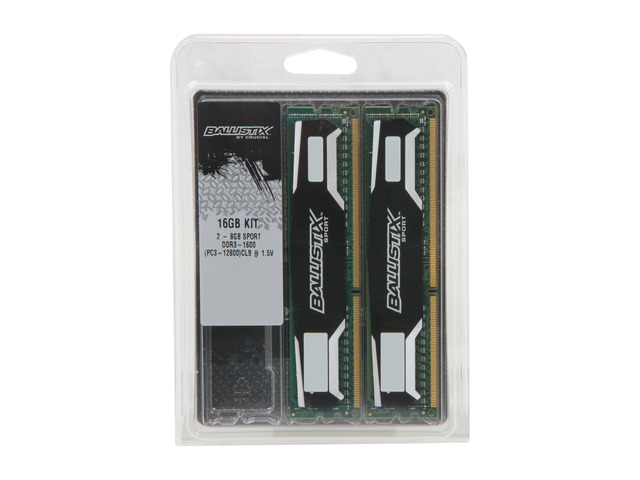 Kit RAM Crucial Ballistix 16 Go DDR3-1600 (4x4 Go) PC3-12800 - Pour PC Gaming