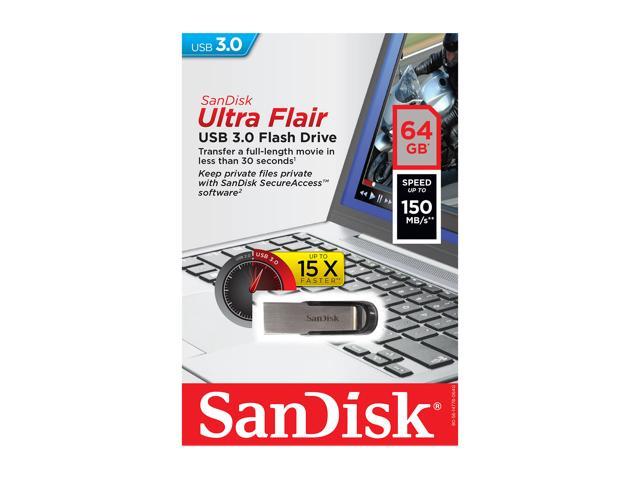 NeweggBusiness - SanDisk Ultra Flair CZ73 USB Flash Drive, Speed Up to 150MB/s (SDCZ73-064G-G46 )