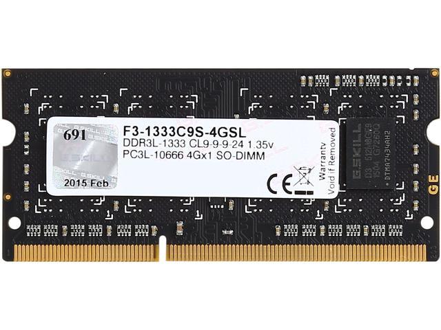 UPC 848354001034 product image for G.SKILL 4GB 204-Pin DDR3 SO-DIMM DDR3L 1333 (PC3L 10666) Laptop Memory Model F3- | upcitemdb.com