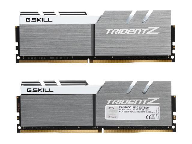 TridentZ Series DDR4 PC4-25600 3200MHZ 288-Pin Desktop Memory Model F4-3200C14D-32GTZ G.SKILL 32GB 2 x 16GB 