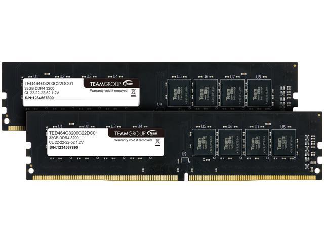 NeweggBusiness - Team Elite 64GB (2 x 32GB) DDR4 3200 (PC4 25600) Desktop  Memory Model TED464G3200C22DC01