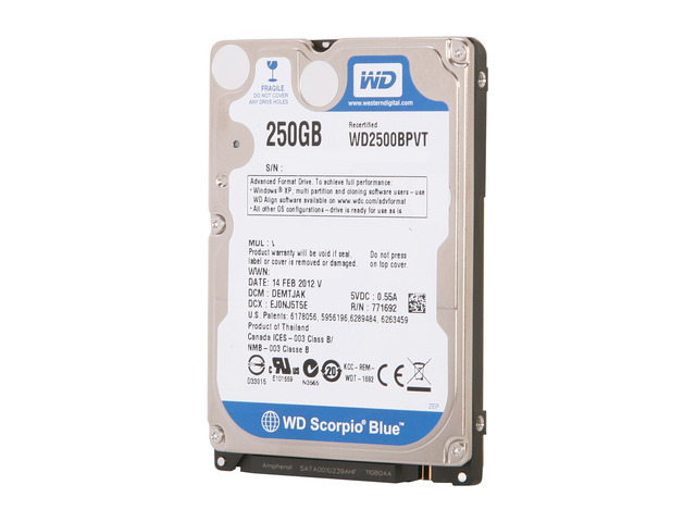 NeweggBusiness - WD Scorpio Blue WD2500BPVT 250GB 5400 RPM 8MB