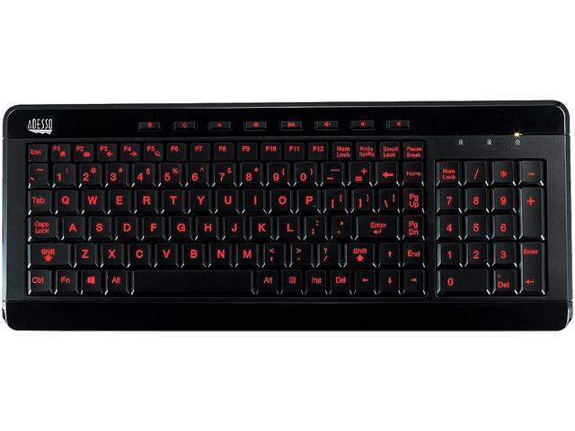 Adesso AKB-120EB SlimTouch 3 RGB colors illuminated compact size USB keyboard with multimedia hot keys 2X large print keycap