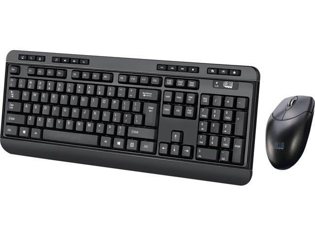ADESSO WKB-1320CB Black RF Wireless Antimicrobial Wireless Desktop Keyboard and Mouse