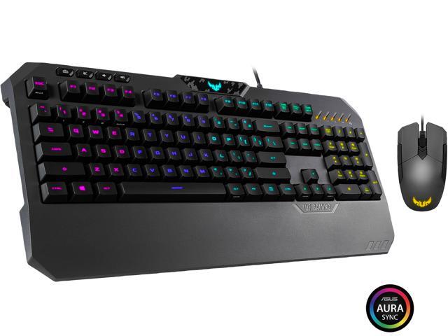 ASUS TUF Gaming Battle Box USB Gaming Keyboard Mouse Set featuring a 6200 dpi Optical Mouse Mechanical Membrane Gaming Keyboard and Aura Sync RGB