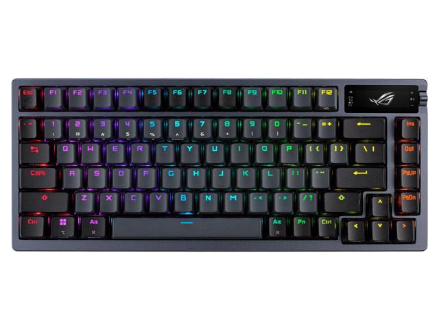 ASUS ROG Azoth 75 Wireless DIY Custom Gaming Keyboard, OLED display,  Gasket-Mount, Three-Layer Dampening, Hot-Swappable Pre-lubed ROG NX Blue  Switches & Keyboard Stabilizers, PBT Keycaps, RGB-Black 
