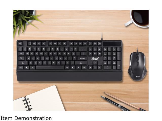 Rosewill RKM-600 USB Wired Slim Desktop Keyboard & Mouse Combo standard Black 