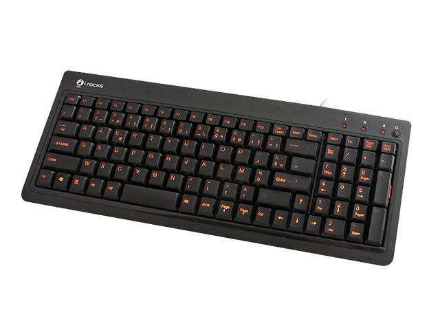 NeweggBusiness - I-ROCKS KR-6820E-BK Black 104 Key USB Wired