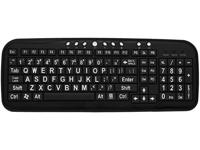 Ergoguys CD-1039 Black Wired Ezsee Low Vision Keyboard Large White Print Black Keys