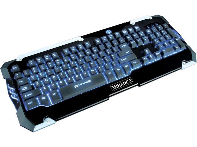 ENHANCE GX-K2 LED Gaming Keyboard with Mechanical Feel Hybrid Switches 104+ High Precision Keys and 3 Adjustable LED Backlight Colors