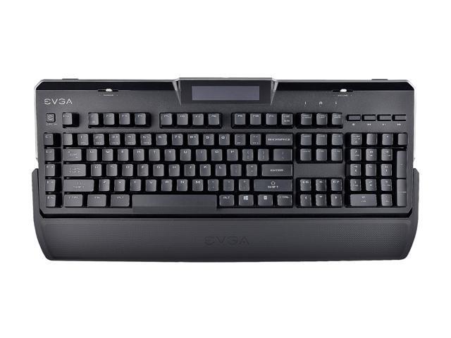 EVGA Z10 Gaming Keyboard Red Backlit LED Mechanical Blue Switches Onboard LCD Display Macro Gaming Keys