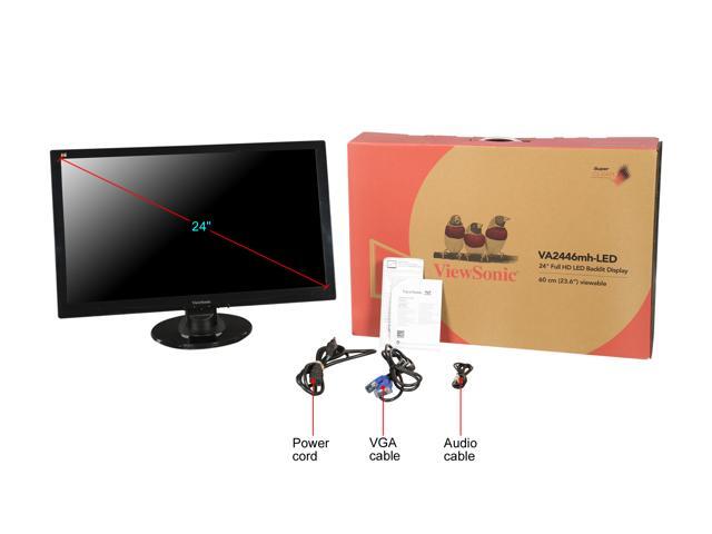 ViewSonic VA2446MH-LED 24' (Actual size 236') Full HD 1920 x 1080 VGA HDMI Built-in Speakers Anti-Glare LED Backlight LCD Monitor