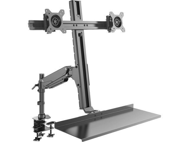 Rosewill RMS-17003 Dual Monitor Mount Sit Stand Desk Mount Height Adjustable Standing Desk Workstation for Screens up to 24''
