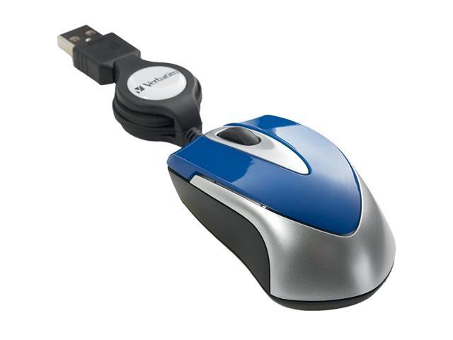 Verbatim 97249 Blue Wired Optical Travel Mouse