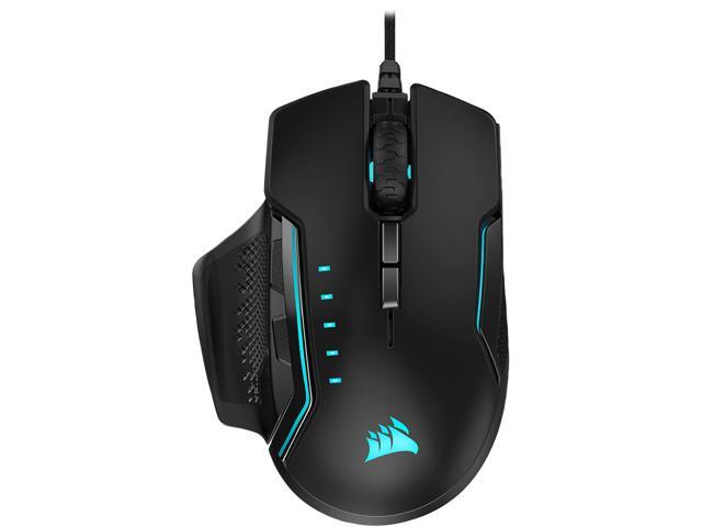 CORSAIR GLAIVE RGB PRO Comfort FPS/MOBA Gaming Mouse with Interchangeable Grips Black Backlit RGB LED 18000 dpi Optical