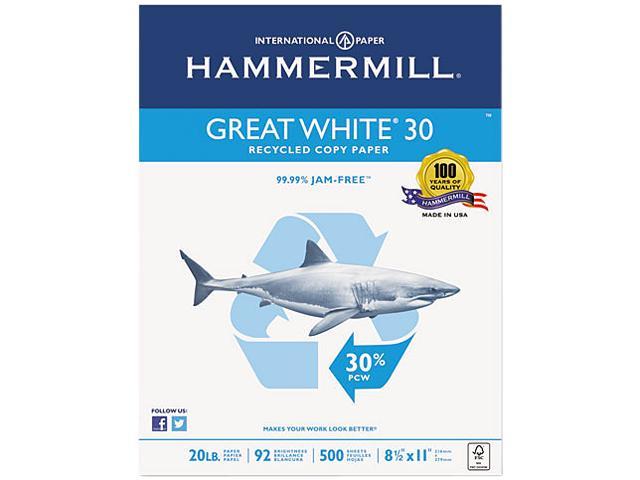 Hammermill Great White Recycled Copy Paper, 92-Brightness, 8.5 x 11