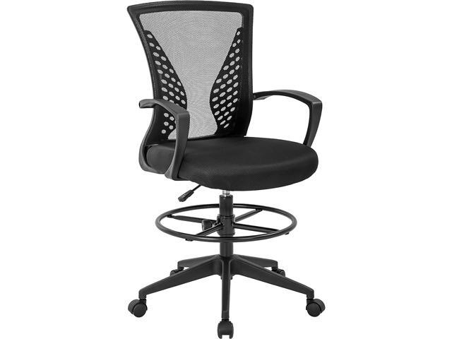 Drafting Chair Tall Office Chair Adjustable Height with Arms Foot Rest Back Support Adjustable Height Rolling Swivel Desk Chair Mesh Drafting Stool