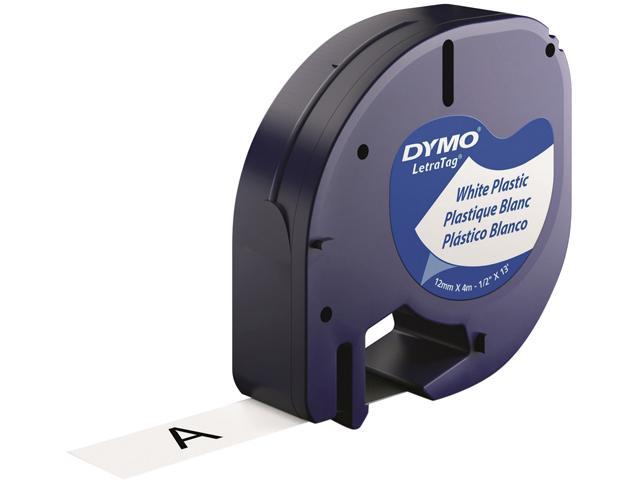 Dymo LetraTag Labelmaker 1/2" Plastic Labels - 1/2" Width x 13 ft Length - White - Plastic - 6 / Pack