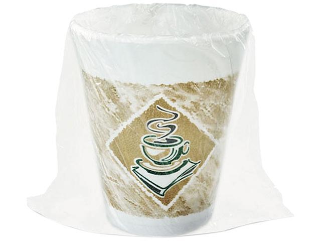 Dart 8X8GWRAP ThermoGlaze Café G Stock Printed Foam Cups 8 Oz Individually Wrapped - 1 Case (900 Cups)