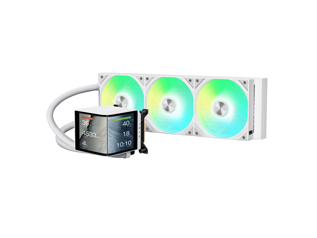 TRYX Panorama 360 ホワイト 6.5インチ AMOLEDクリーン NeweggBusiness - TRYX PANORAMA 360 ARGB White 360mm AIO 6.5