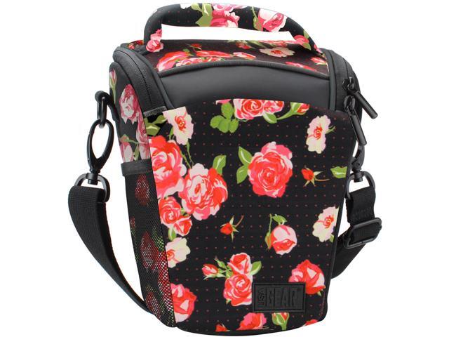 Portable DSLR Camera Case Bag with Top Loading Accesibility Shoulder Sling and Weather Resistant Bottom by USA GEAR - Works With Canon Nikon