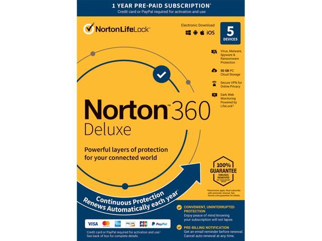 Norton 360 Deluxe - Key Card - 5 Devices - Newest 2024 Ready- Retail