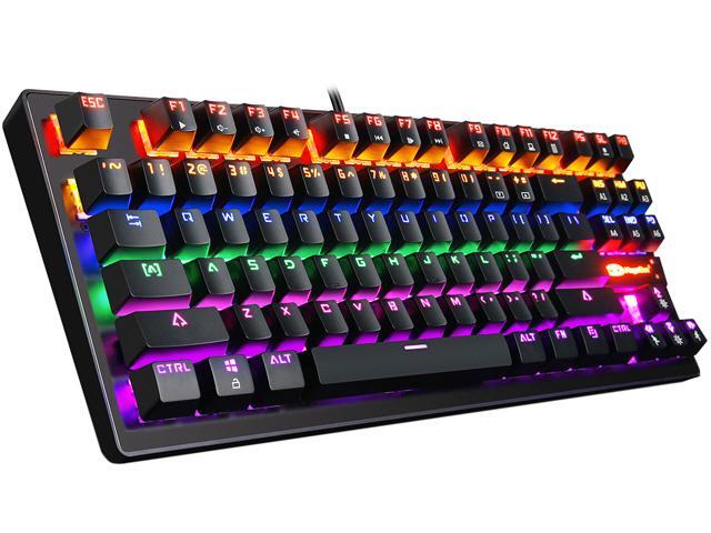 MK1 PC Mechanical Gaming Keyboards - 7-Color LED Backlit Mechanical Keyboard - USB Mechanical Computer Keyboard Wired Blue Switches for MAC/PC