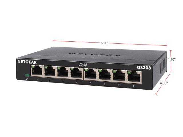 NETGEAR 8 Port Gigabit Network Switch (GS108) - Ethernet Switch - Ethernet  Splitter - Plug-and-Play - Silent Operation - Desktop or Wall Mount