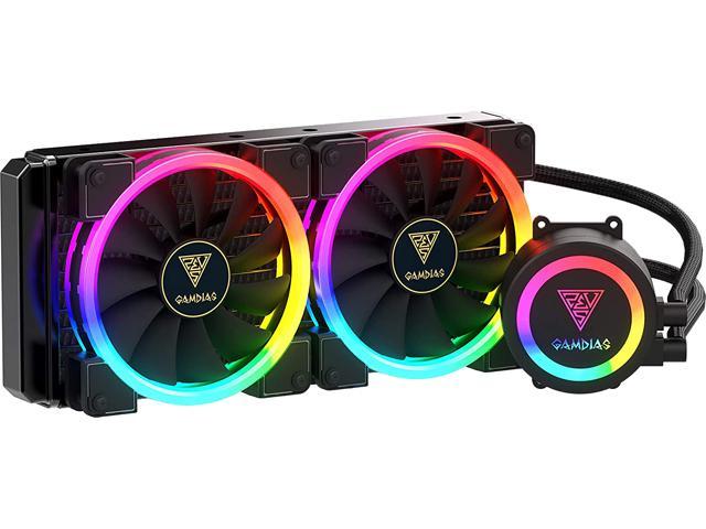 GAMDIAS CPU Liquid Cooler 240mm with 2X 120mm PWM RGB Fans, ARGB AIO Water  Cooler for Desktops, PC & Computers, CPU Water Cooler with Radiator, RGB