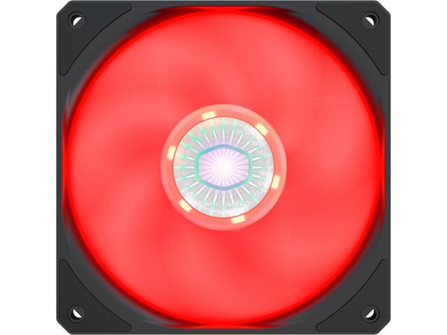 Cooler Master SickleFlow 120 V2 Red Led Square Frame Fan with Air Balance Curve Blade Design Sealed Bearing PWM Control for Computer Case & 