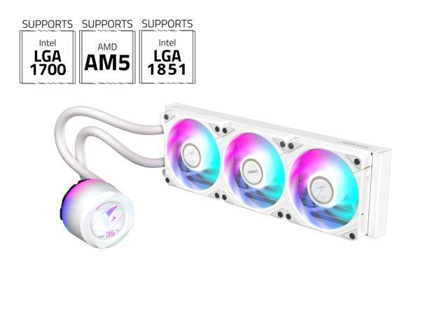 AORUS WATERFORCE X II 360 ICE Liquid CPU Cooler, 360mm Radiator with 3x 120mm low noise ARGB Fans, compatible with Intel ...