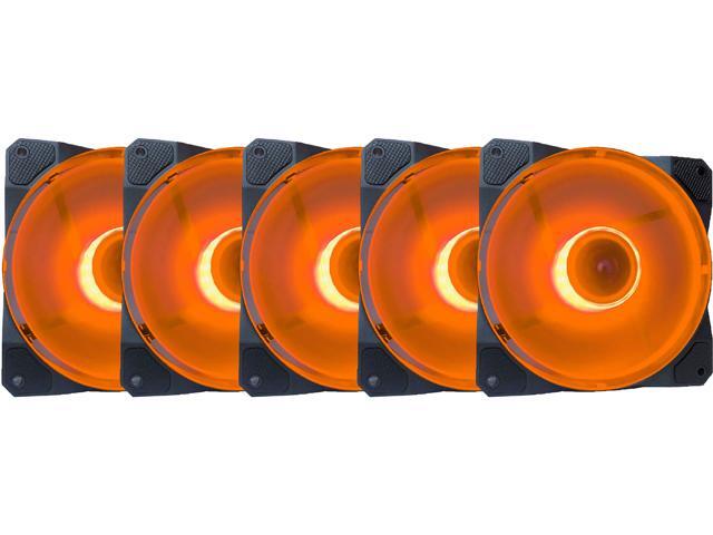 APEVIA CO512L-OG Cosmos 120mm Orange LED Ultra Silent Case Fan w/ 16 LEDs & Anti-Vibration Rubber Pads (5 Pack)