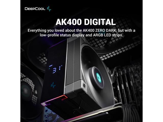 DeepCool AK400 DIGITAL Air Cooler, Single Tower, Real-Time CPU Status  Screen, 4 Copper Heat Pipes, 220W Heat Dissipation, All Black Design 