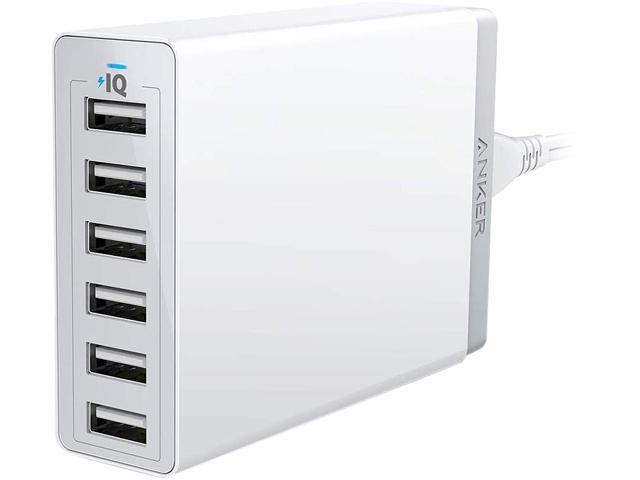 Anker 60W 6 Port USB Charging Station PowerPort 6 Multi USB Wall Charger for iPhone Xs/Max/XR/X/8/7/Plus iPad Pro/Air 2/Mini/iPod Galaxy