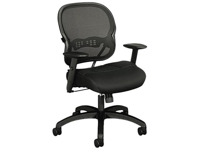 HON Wave Mid-Back Chair - Mesh Office or Computer Chair with Adjustable Arms, Black (VL712)