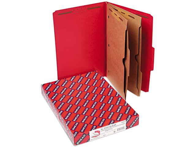 Smead Pressboard Folders  Two Pocket Dividers  Legal  Six-Section  Bright Red  10/Box -SMD19082