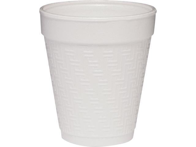 Dart 8KY8 Small Foam Drink Cup 800 oz Hot/Cold White w/Greek Key Design 25/Bag 40 Bags/Carton