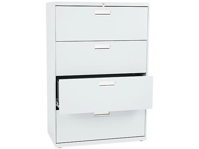 HON 600 Series 36-Inch-Wide Light-Gray Four-Drawer Lateral File Cabinet