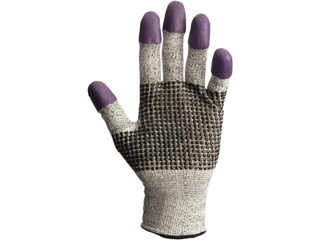 KleenGuard G60 Purple Nitrile Cut Resistant Gloves (97431) Size 80 (Medium) Grey and Black with Purple Fingertips Ambidextrous 1 Pack