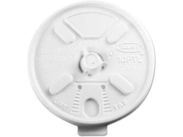 Dart 10FTL Lift N' Lock Plastic Hot Cup Lids Fits 10oz Cups White 1000/Carton 1 Carton